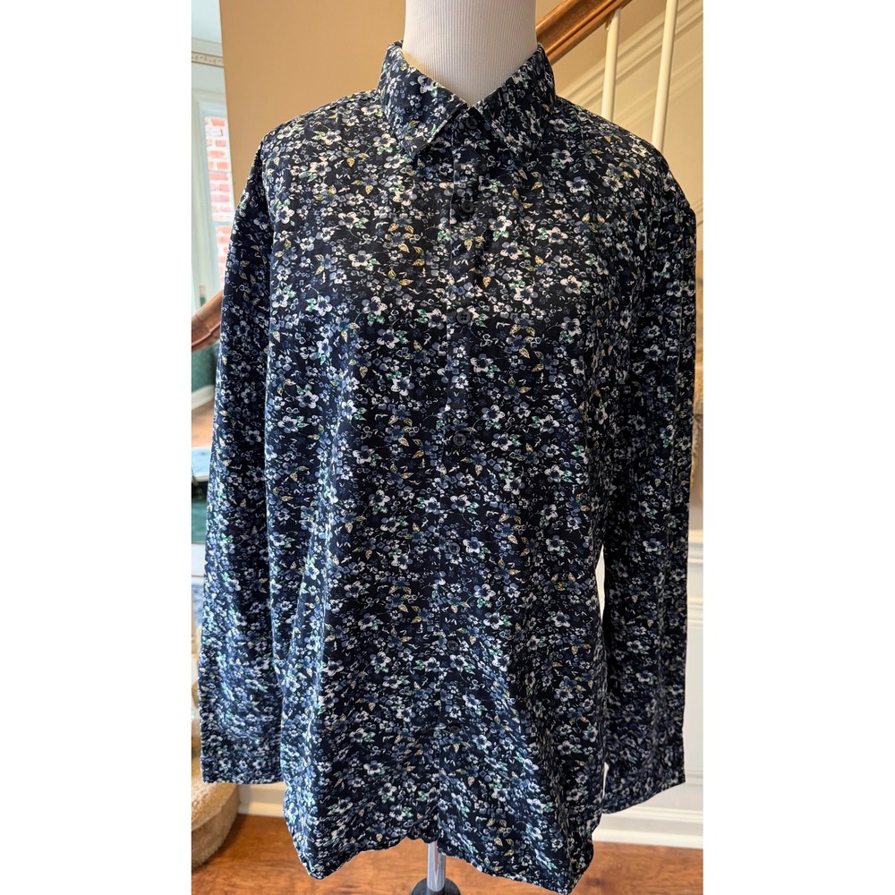 Cactus Man Ricky Singh Mens XL Floral Button Down Long Sleeve Navy Fits like L